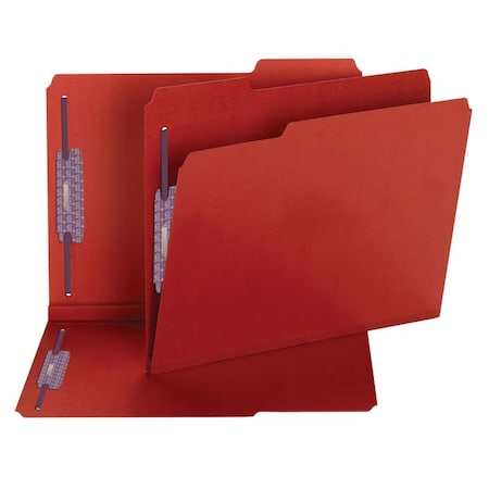 Smead Fastener Folder, 1/3 Cut Tab, Letter, 25/BX, Bright Red PK SMD14936